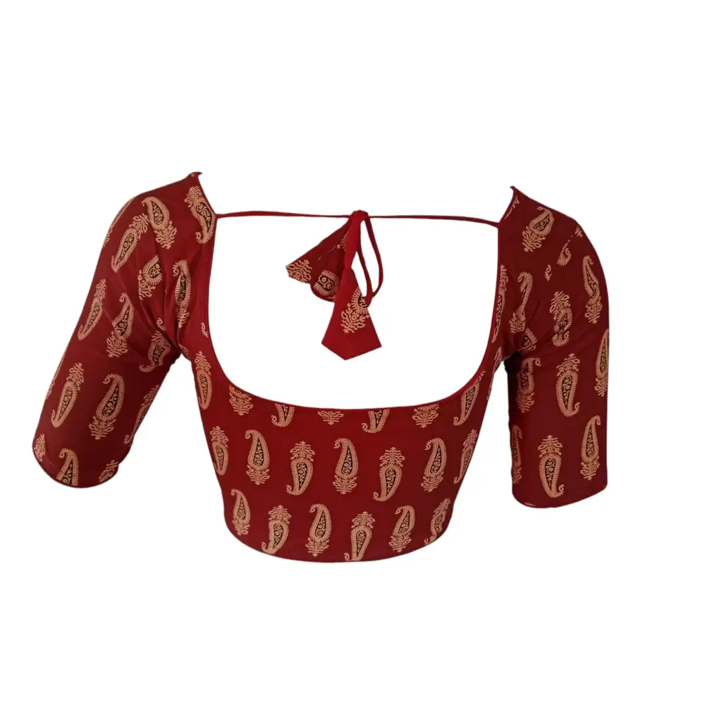 A Classic Choice : Maroon Cotton Readymade Saree Blouse - D3blouses
