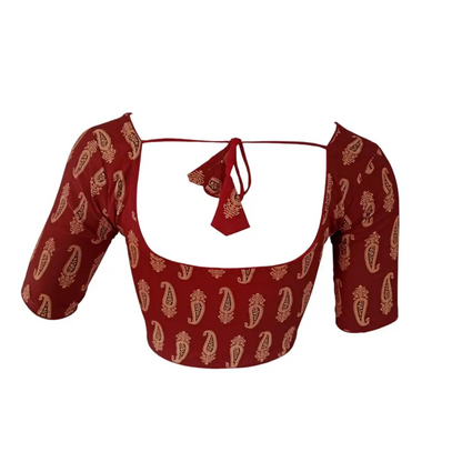 A Classic Choice : Maroon Cotton Readymade Saree Blouse - D3blouses