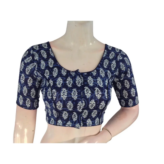 A Royal Touch : Blue Color Cotton Readymade Saree Blouse - D3blouses