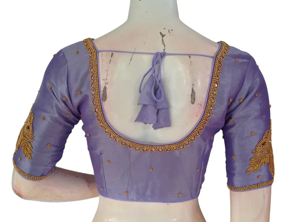 Aari Work Tissue Silk Readymade Blouse - Custom Colors (Princess Cut) Readymade Blouse