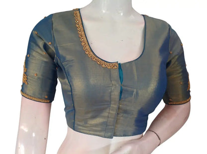 Aari Work Tissue Silk Readymade Blouse - Custom Colors (Princess Cut) Readymade Blouse