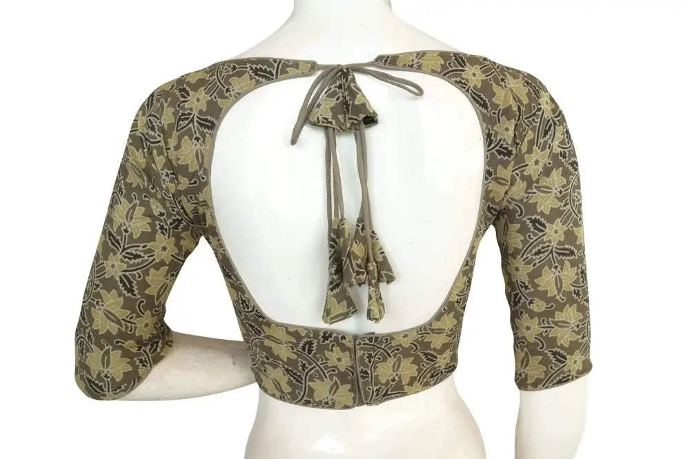 Ajrakh Cotton Hand Blocked Boat Neck Readymade Blouse - D3blouses