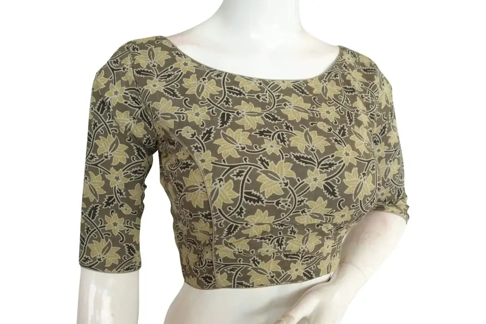 Ajrakh Cotton Hand Blocked Boat Neck Readymade Blouse - D3blouses