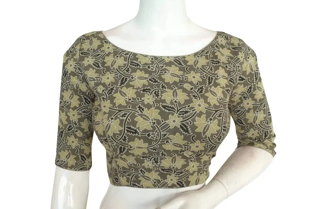 Ajrakh Cotton Hand Blocked Boat Neck Readymade Blouse - D3blouses