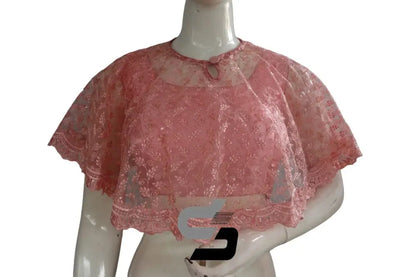 Baby Pink Color High quality Netted Poncho Readymade Blouse - D3blouses