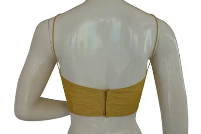 Banana Glow, Plain Sleeveless Readymade Saree Blouse with Spaghetti Strap - D3blouses