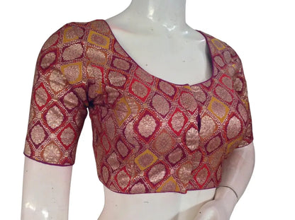 Banarasi Brocade Art Silk Readymade Blouse - Assorted Festive Colors (Princess Cut) Readymade Blouse - Purple 2 / 34