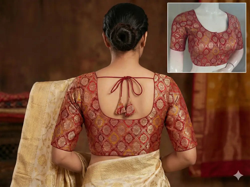 Banarasi Brocade Art Silk Readymade Blouse - Assorted Festive Colors (Princess Cut) Readymade Blouse