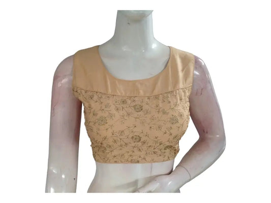 Beige Color Designer Embroidery Saree Readymade Blouse - D3blouses