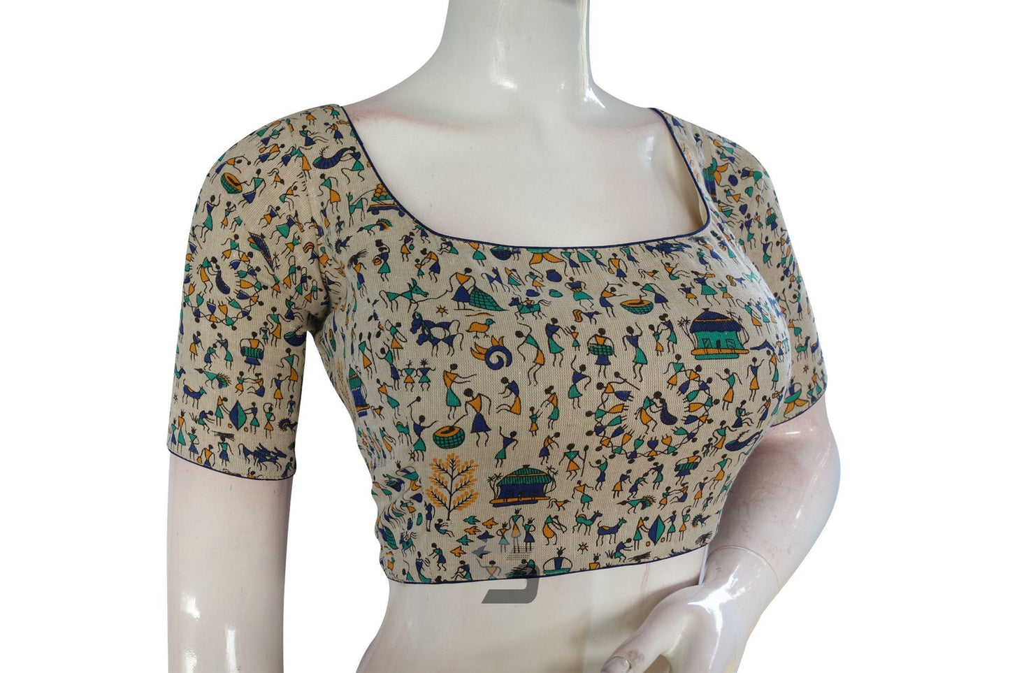 Beige Color Jute Cotton Readymade Designer Blouse - D3blouses