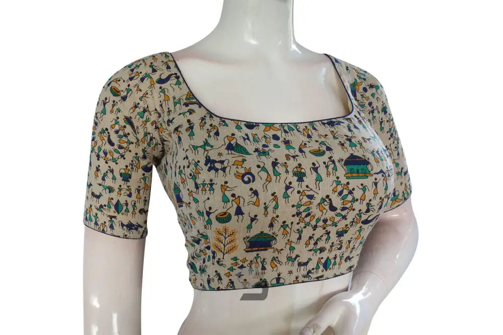 Beige Color Jute Cotton Readymade Designer Blouse - D3blouses