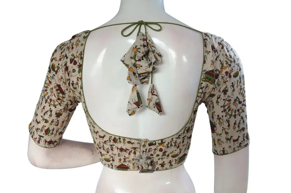 Beige Color Jute Cotton Readymade Designer Blouse - D3blouses