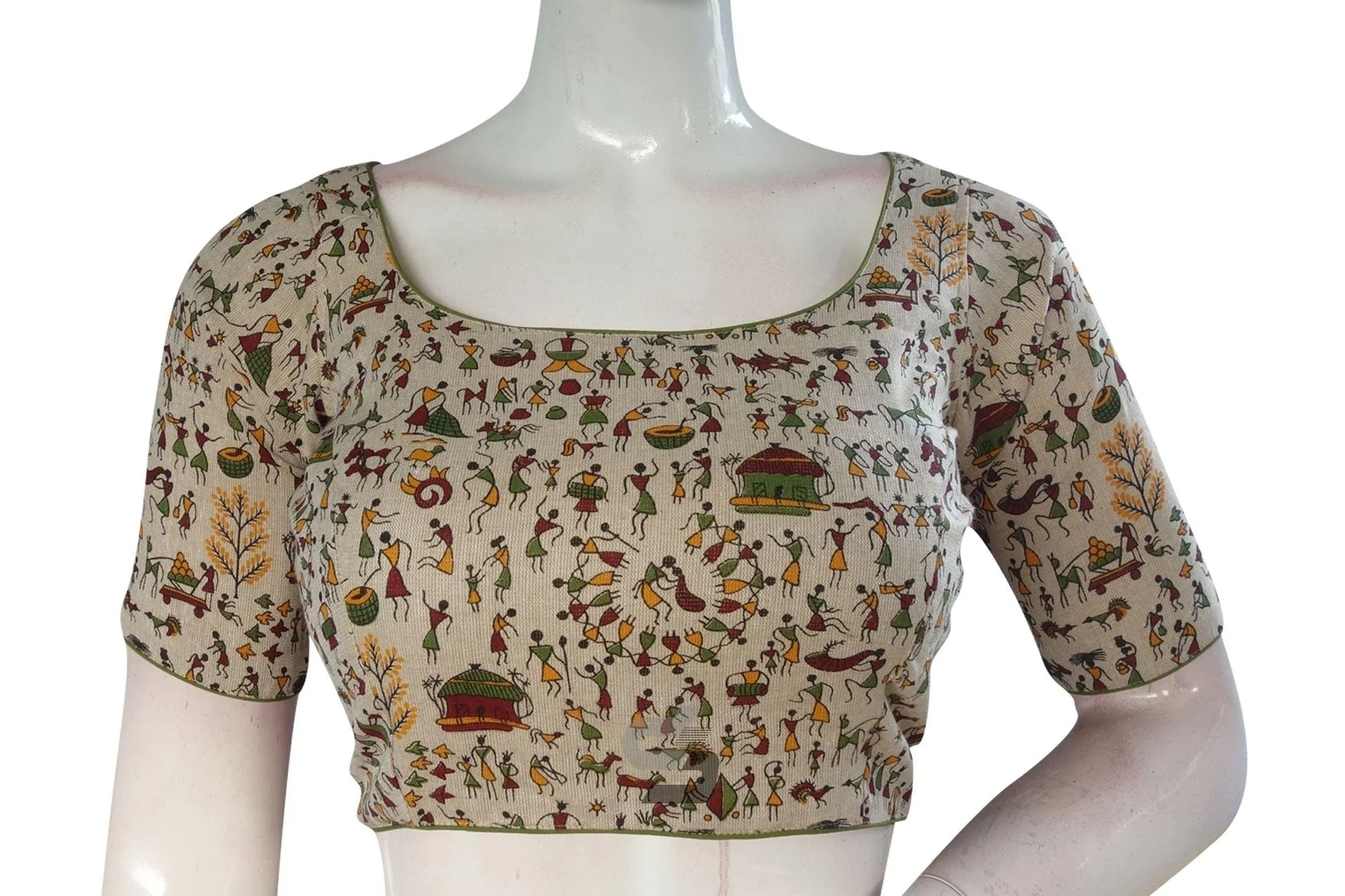 Beige Color Jute Cotton Readymade Designer Blouse - D3blouses