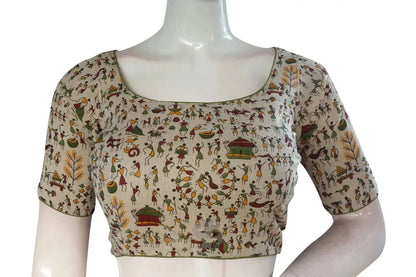 Beige Color Jute Cotton Readymade Designer Blouse - D3blouses