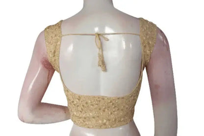 Beige Color Netted Embroidery Designer Readymade Blouse - D3blouses