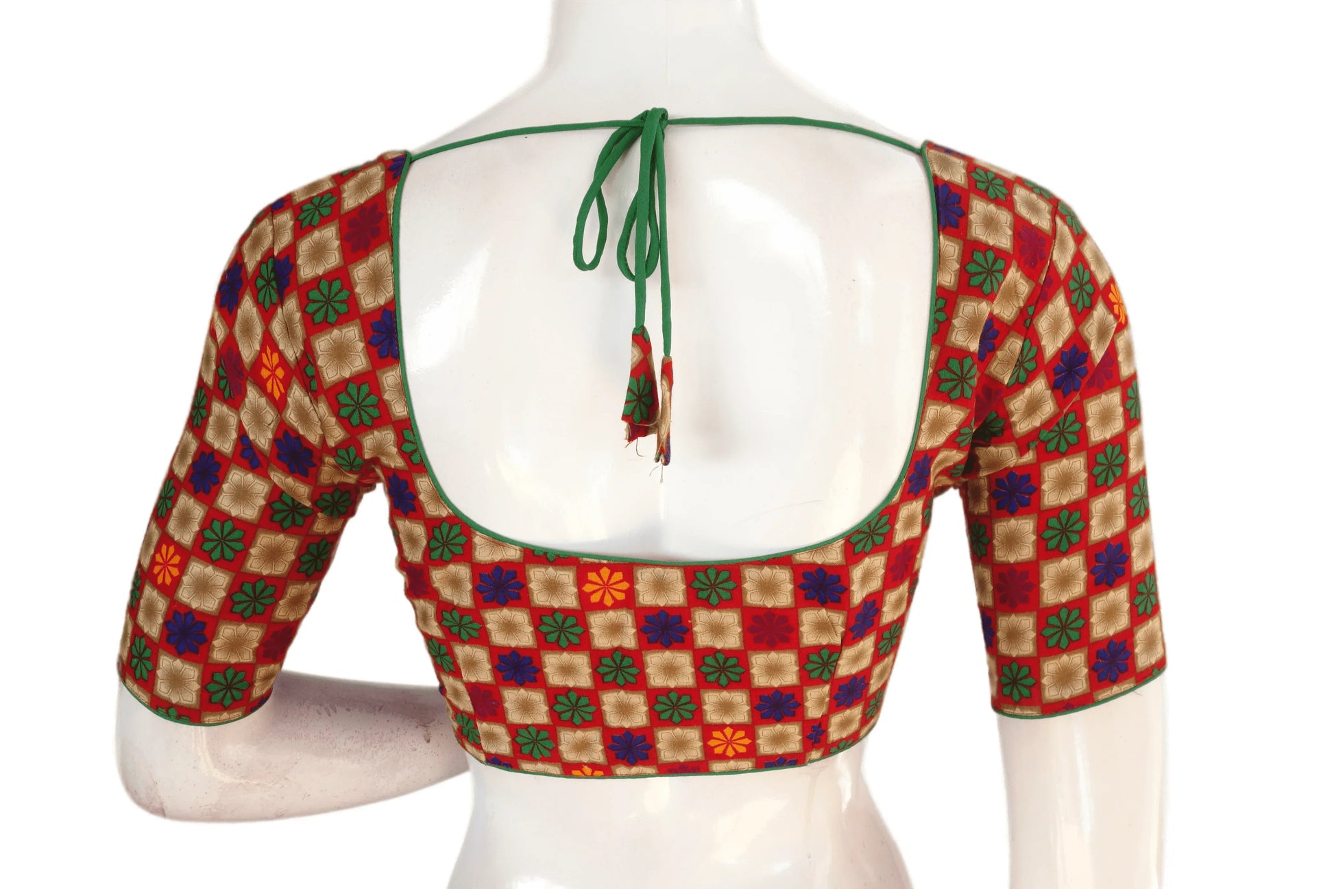 Beige Color Patola Print Cotton Readymade Saree Blouse - D3blouses