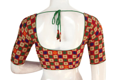 Beige Color Patola Print Cotton Readymade Saree Blouse - D3blouses