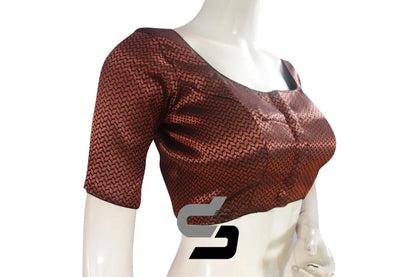 Black And Copper Mixed Brocade Silk Readymade Saree Blouse - D3blouses