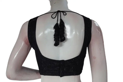 Black and Silver Mixed color Designer Readymade Saree Blouse - D3blouses