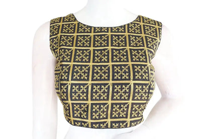 Black Color Banaras Brocade Silk Readymade Blouse with Matching Mask - D3blouses