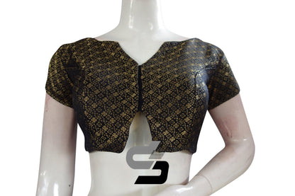 Black Color Brocade Designer Party Wear Readymade Blouse/ Indian Crop Tops - D3blouses