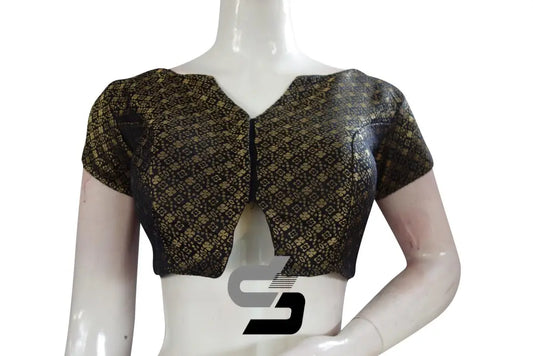 Black Color Brocade Designer Party Wear Readymade Blouse/ Indian Crop Tops - D3blouses