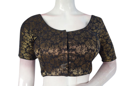 Black Color Brocade Readymade Saree Blouse - D3blouses