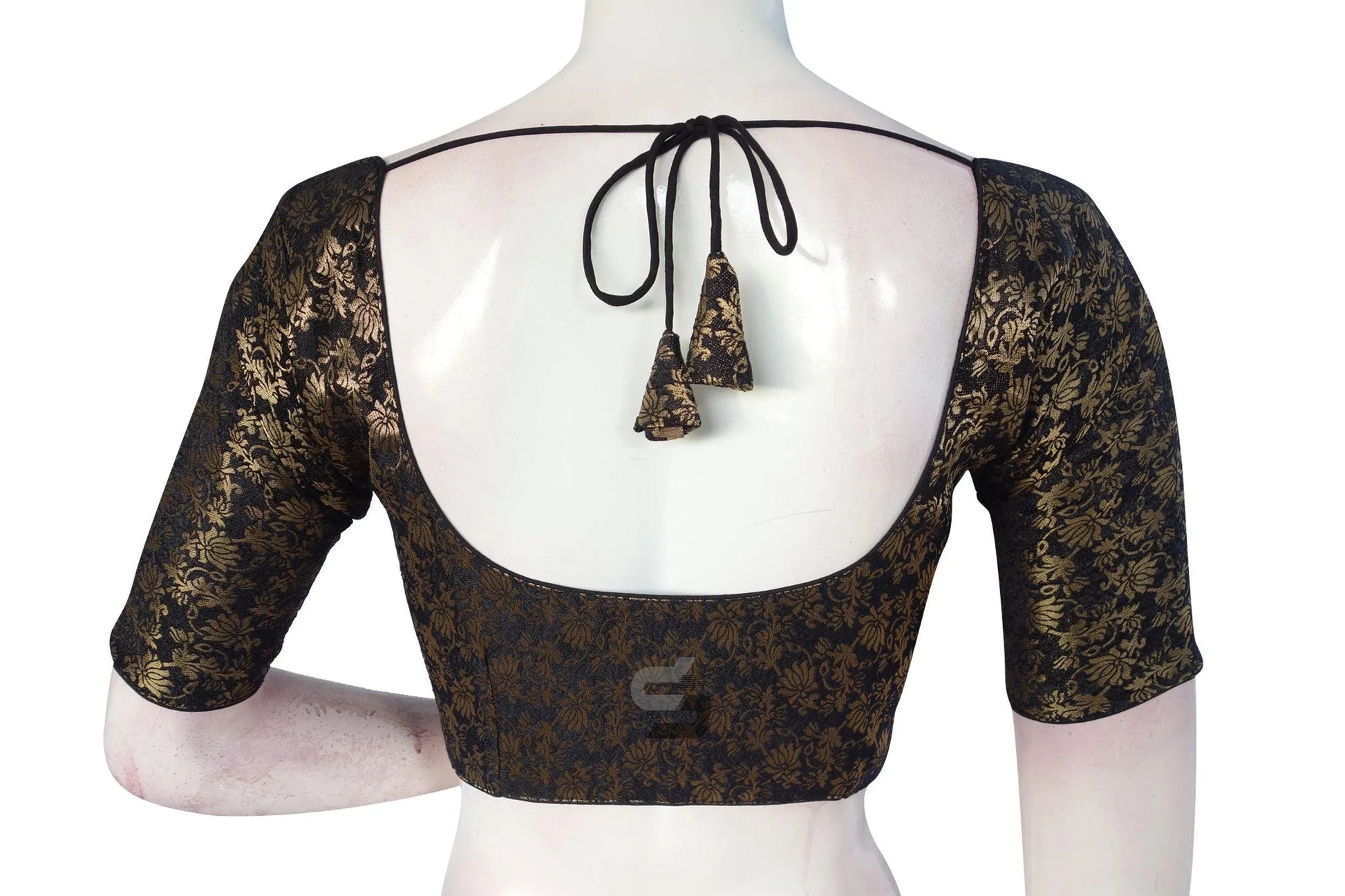 Black Color Brocade Readymade Saree Blouse - D3blouses