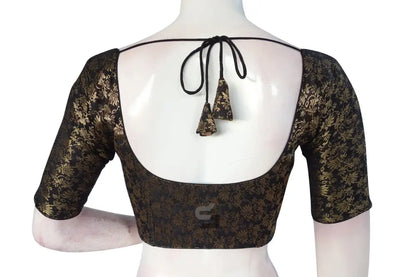 Black Color Brocade Readymade Saree Blouse - D3blouses