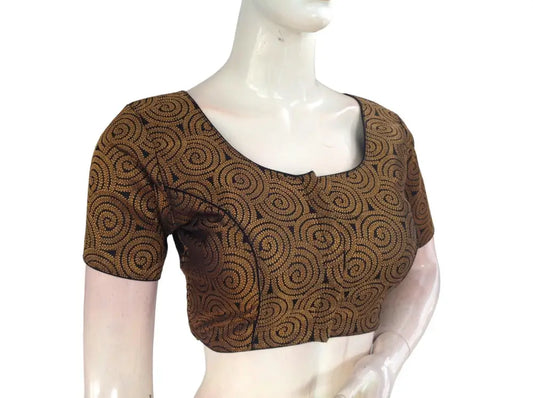 Black Color Brocade Readymade Saree Blouse, Indian Traditional Blouse - D3blouses