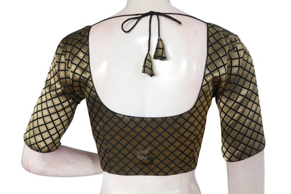 Black Color Brocade Readymade Saree Blouse With Matching Mask - D3blouses