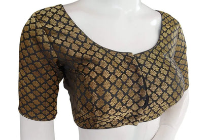 Black Color Brocade silk Readymade saree blouse, Ready to wear blouse, Indian sari blouse,Crop top - D3blouses