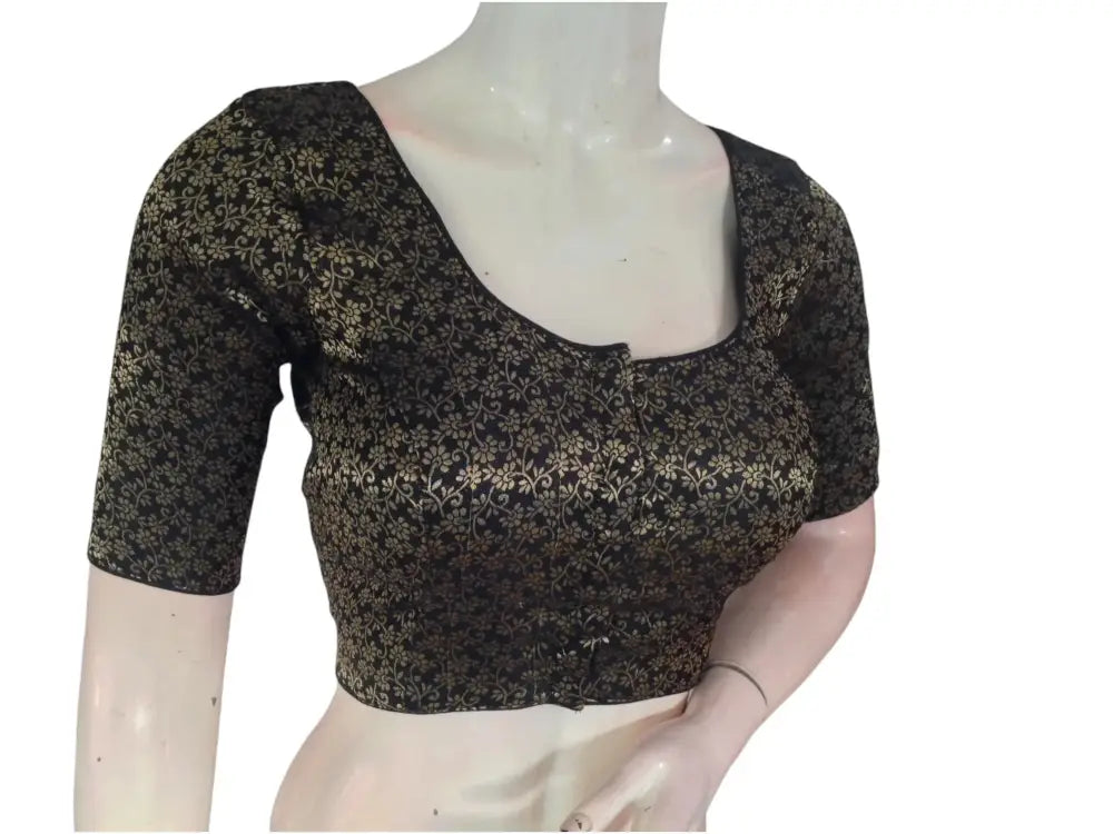 Black Color Brocade Silk Saree Blouse: A Timeless Elegance - D3blouses