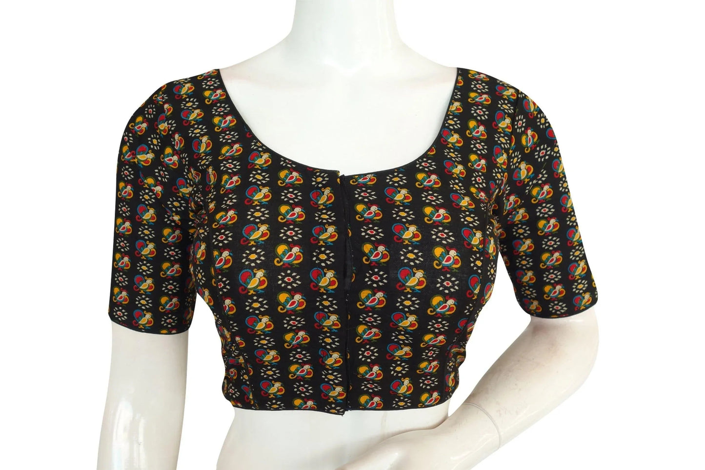 Black Color Cotton Printed Readymade Blouse From D3 Blouses - D3blouses