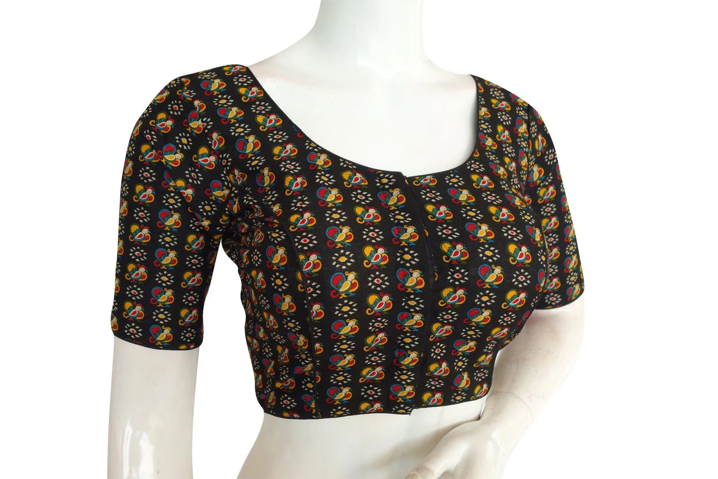 Black Color Cotton Printed Readymade Blouse From D3 Blouses - D3blouses