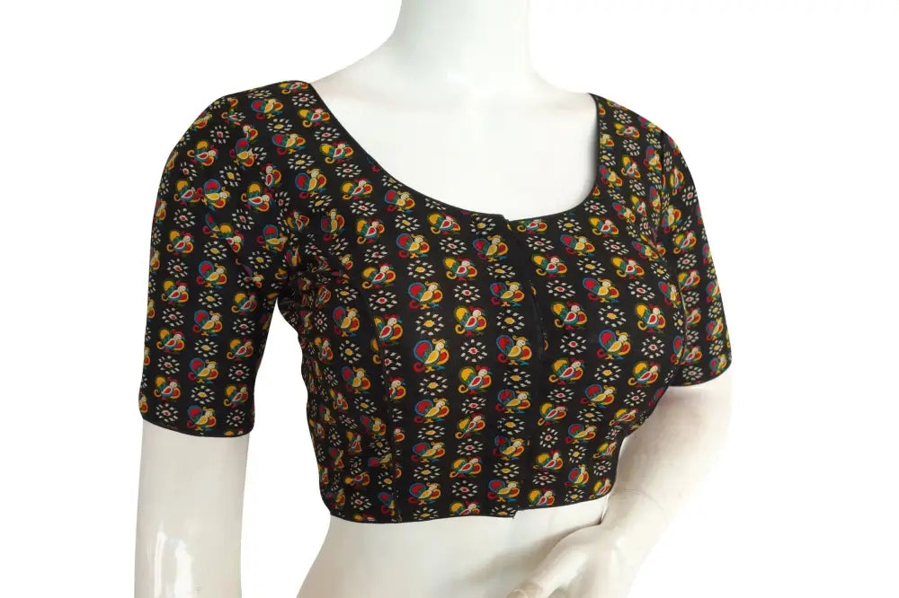 Black Color Cotton Printed Readymade Blouse From D3 Blouses - D3blouses