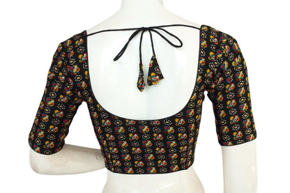 Black Color Cotton Printed Readymade Blouse From D3 Blouses - D3blouses