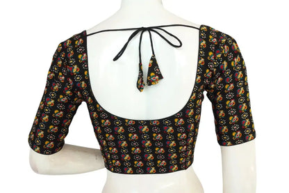 Black Color Cotton Printed Readymade Blouse From D3 Blouses - D3blouses