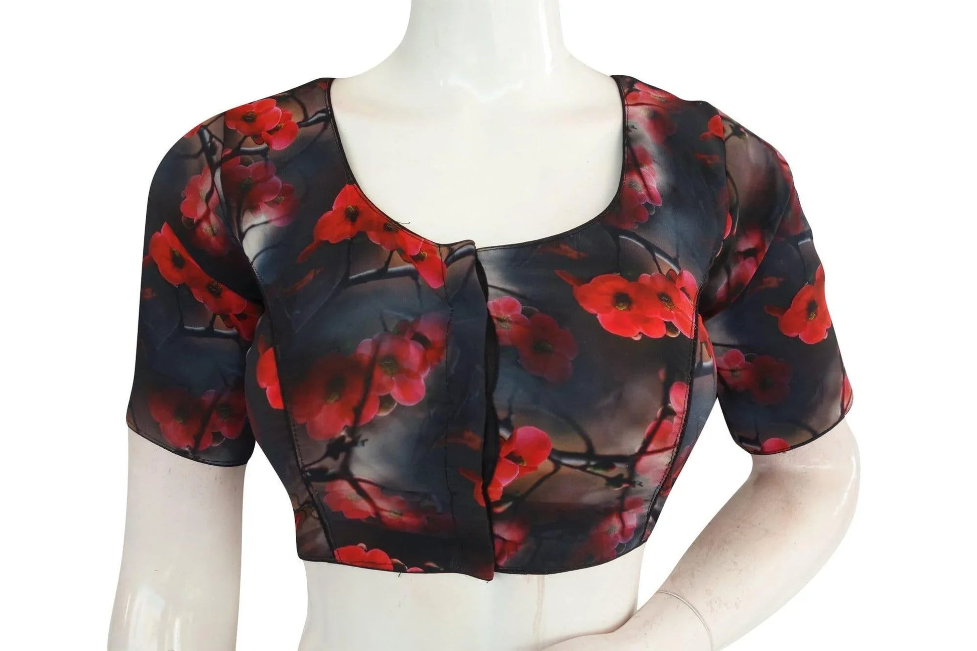 Black Color Crepe silk Readymade saree blouse - D3blouses