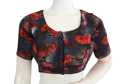 Black Color Crepe silk Readymade saree blouse - D3blouses