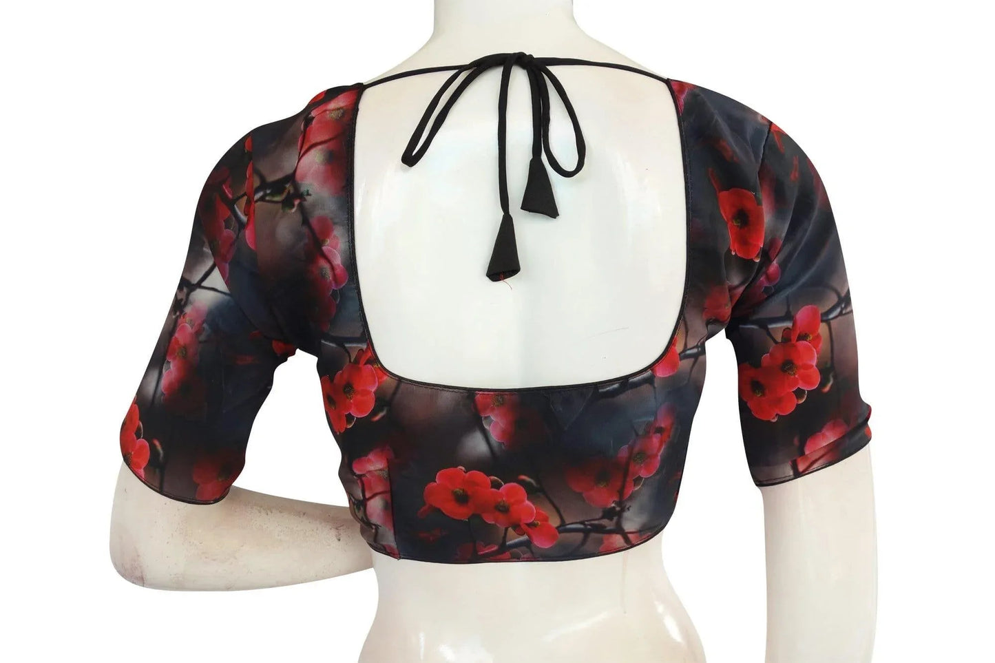 Black Color Crepe silk Readymade saree blouse - D3blouses