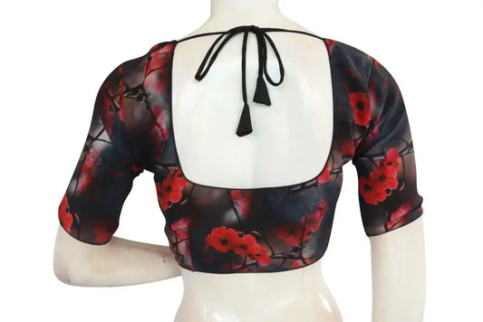 Black Color Crepe silk Readymade saree blouse - D3blouses