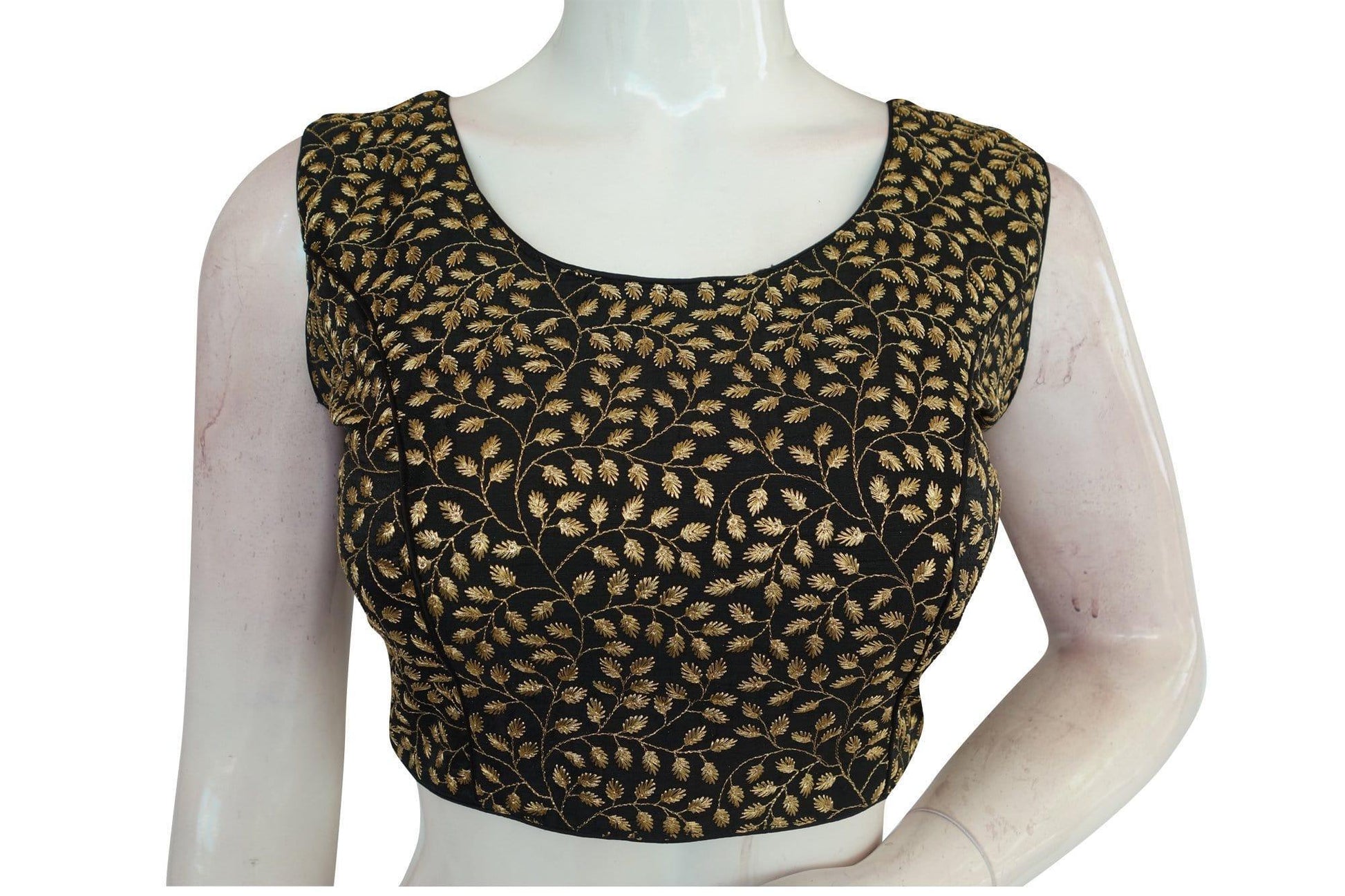 Black Color Designer Embroidered Readymade Saree blouse - D3blouses