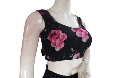 Black Color Designer Organza Sleeveless Readymade Saree Blouse With Tassels - D3blouses