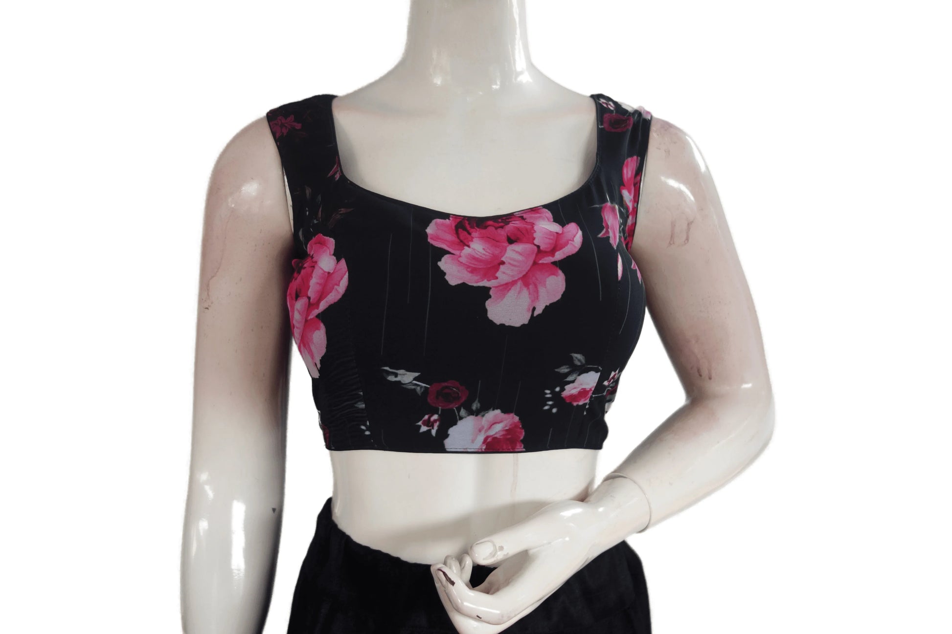 Black Color Designer Organza Sleeveless Readymade Saree Blouse With Tassels - D3blouses