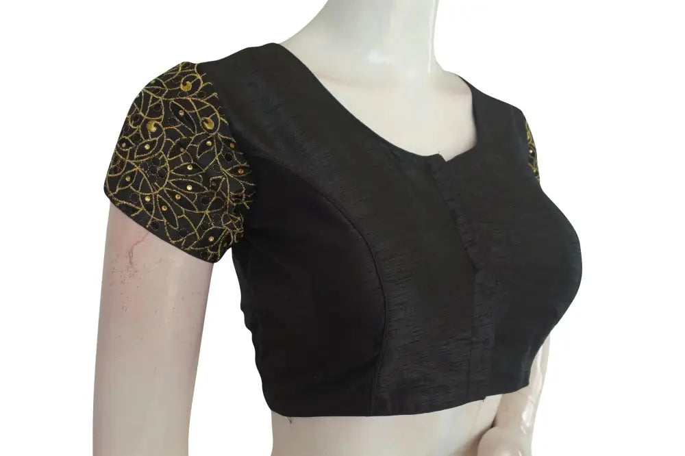 Black Color Floral Embroidery Designer Blouse - D3blouses