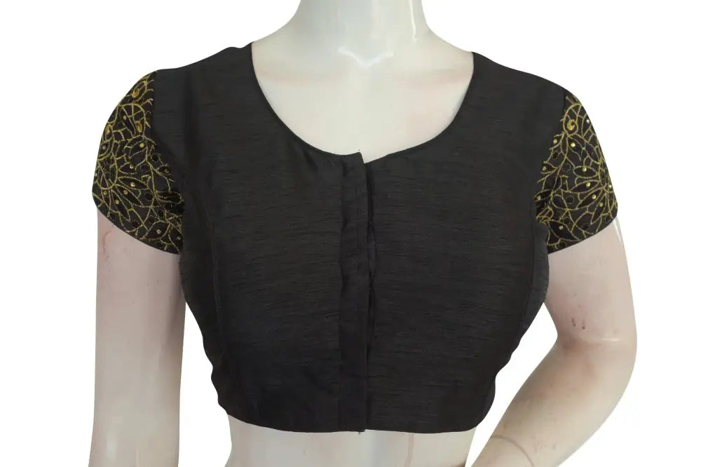 Black Color Floral Embroidery Designer Blouse - D3blouses