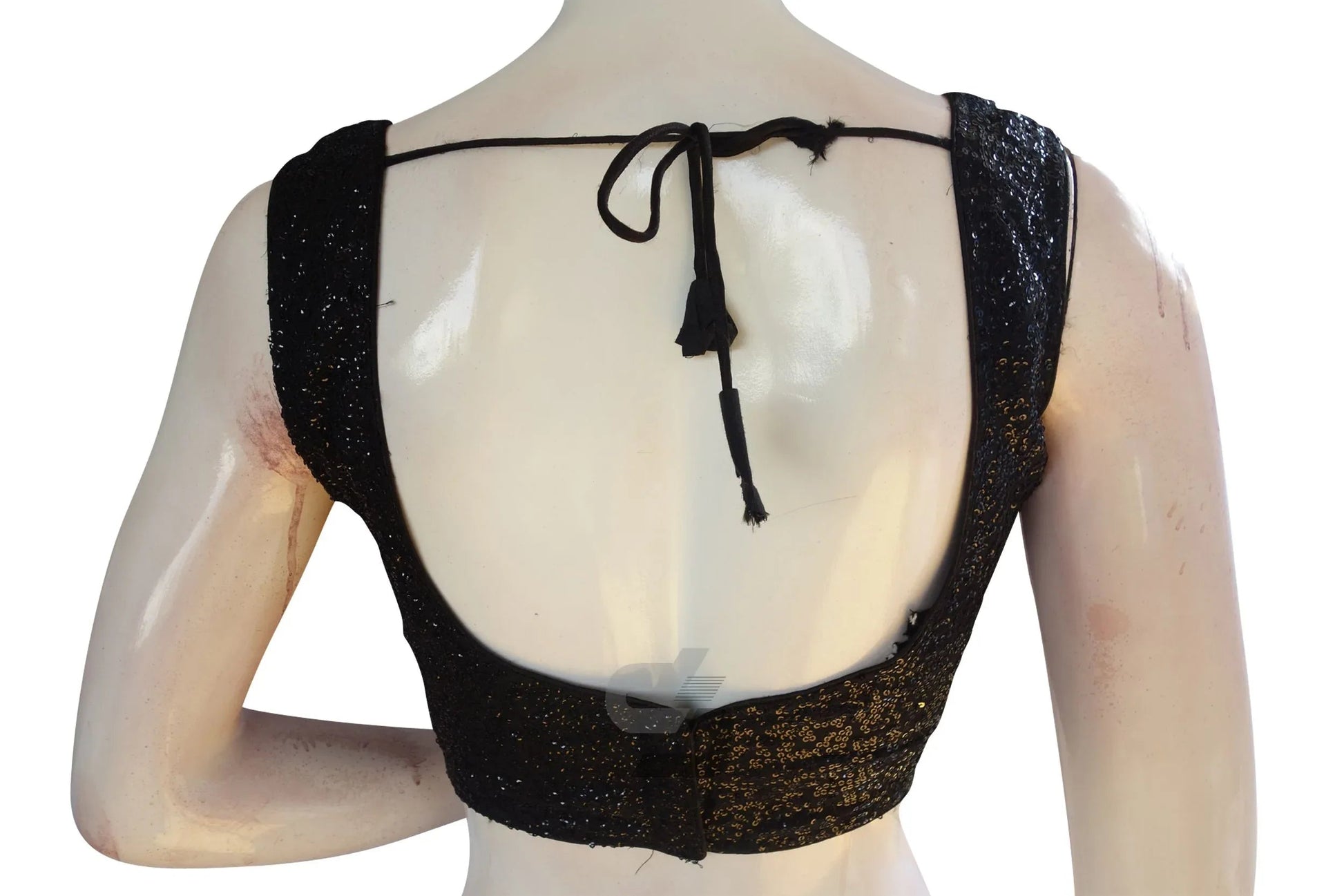 Black Color Georgette Sequin Designer Neck Readymade Blouse - D3blouses