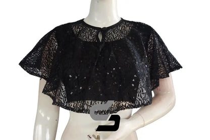 Black Color High quality Netted Poncho Readymade Blouse - D3blouses