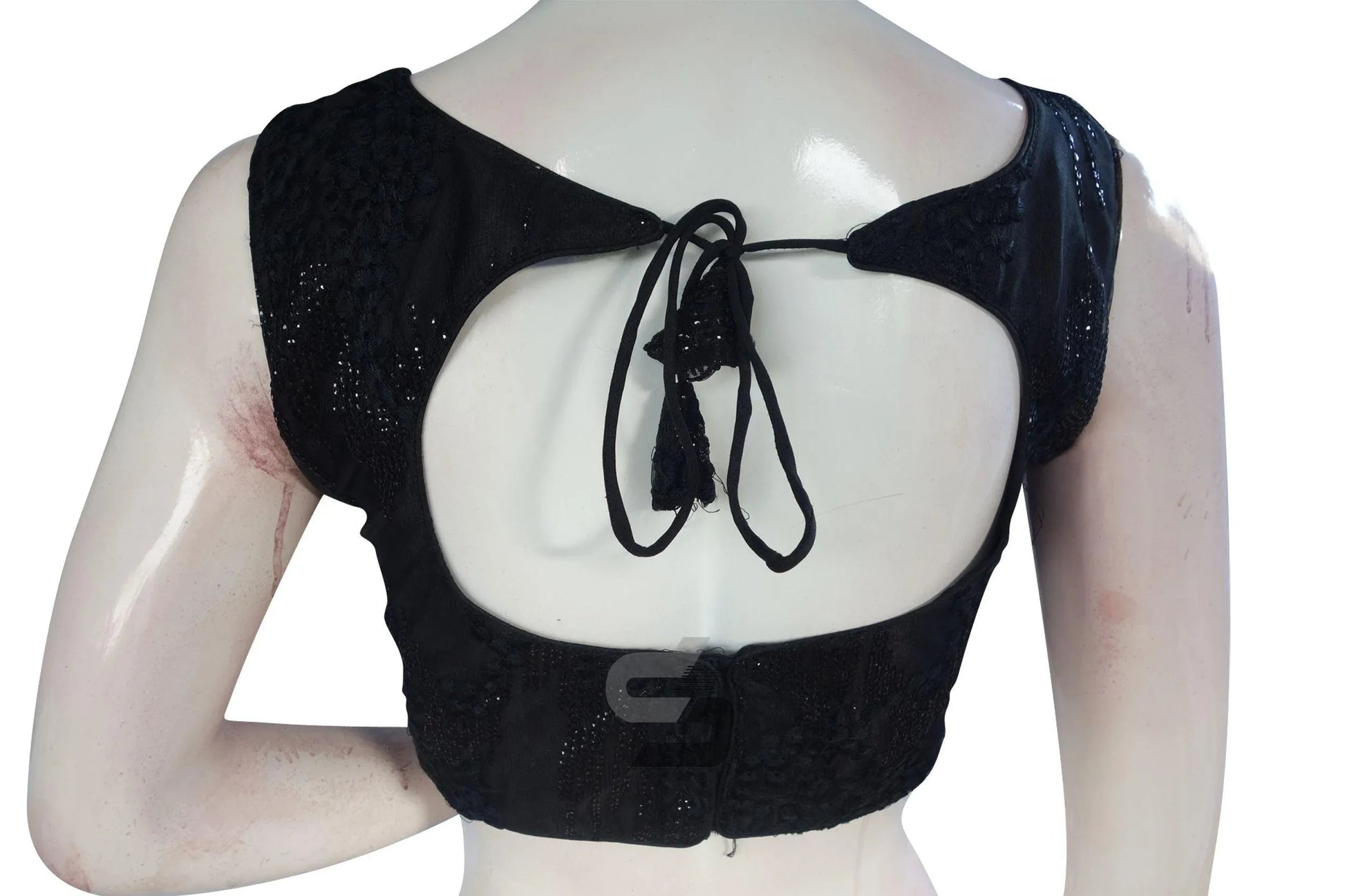 Black Color Netted Designer Embroidery Readymade Blouse - D3blouses